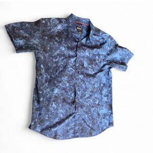 Marmot Bennett Peak Men’s Blue Abstract Short Sleeve Button Up Shirt Size L